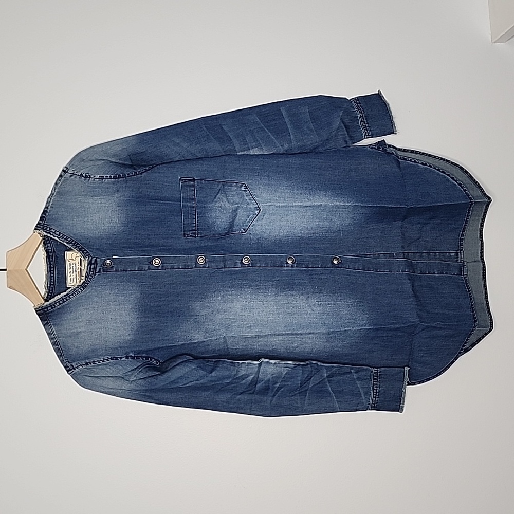 Sandrine Rose by Free People Mandarin jean shirt size small